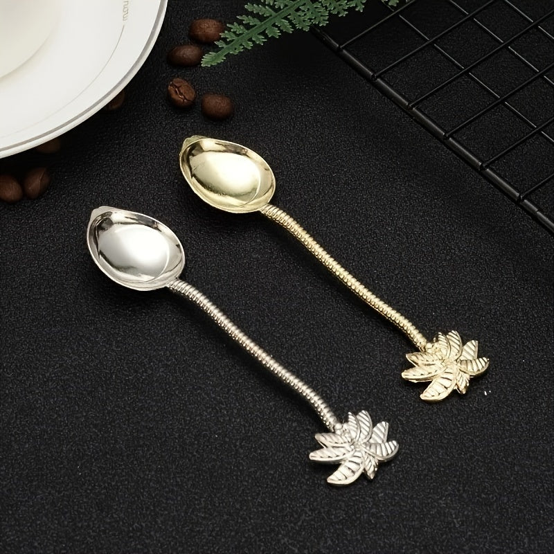 Set of 6 Tropical Coconut Palm Metal Coffee Stirring Spoons for Dining Bar Gift