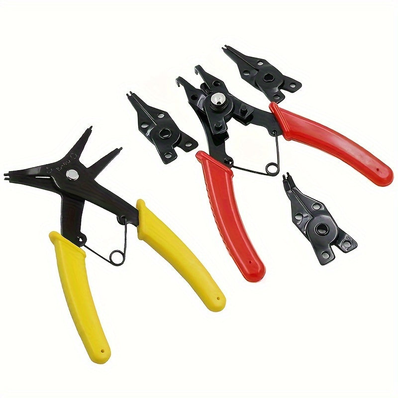 Alicates multifuncionales de anillo de retención 4 en 1 con cabezales intercambiables para reparación de automóviles