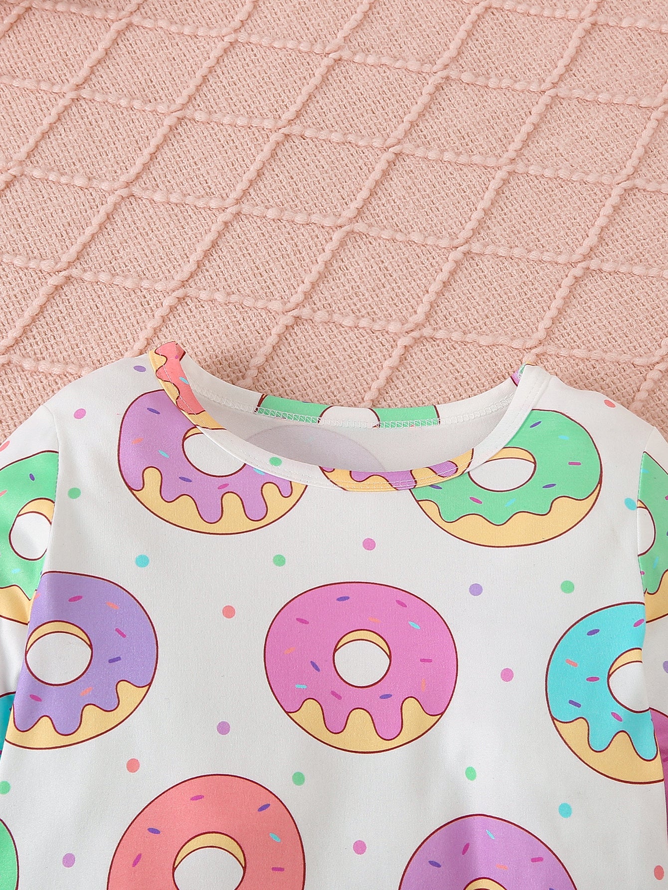 Girls' 4-Piece Pajama Set with Butterfly, Donut, Dinosaur Patterns in Polyester Blend for Kids