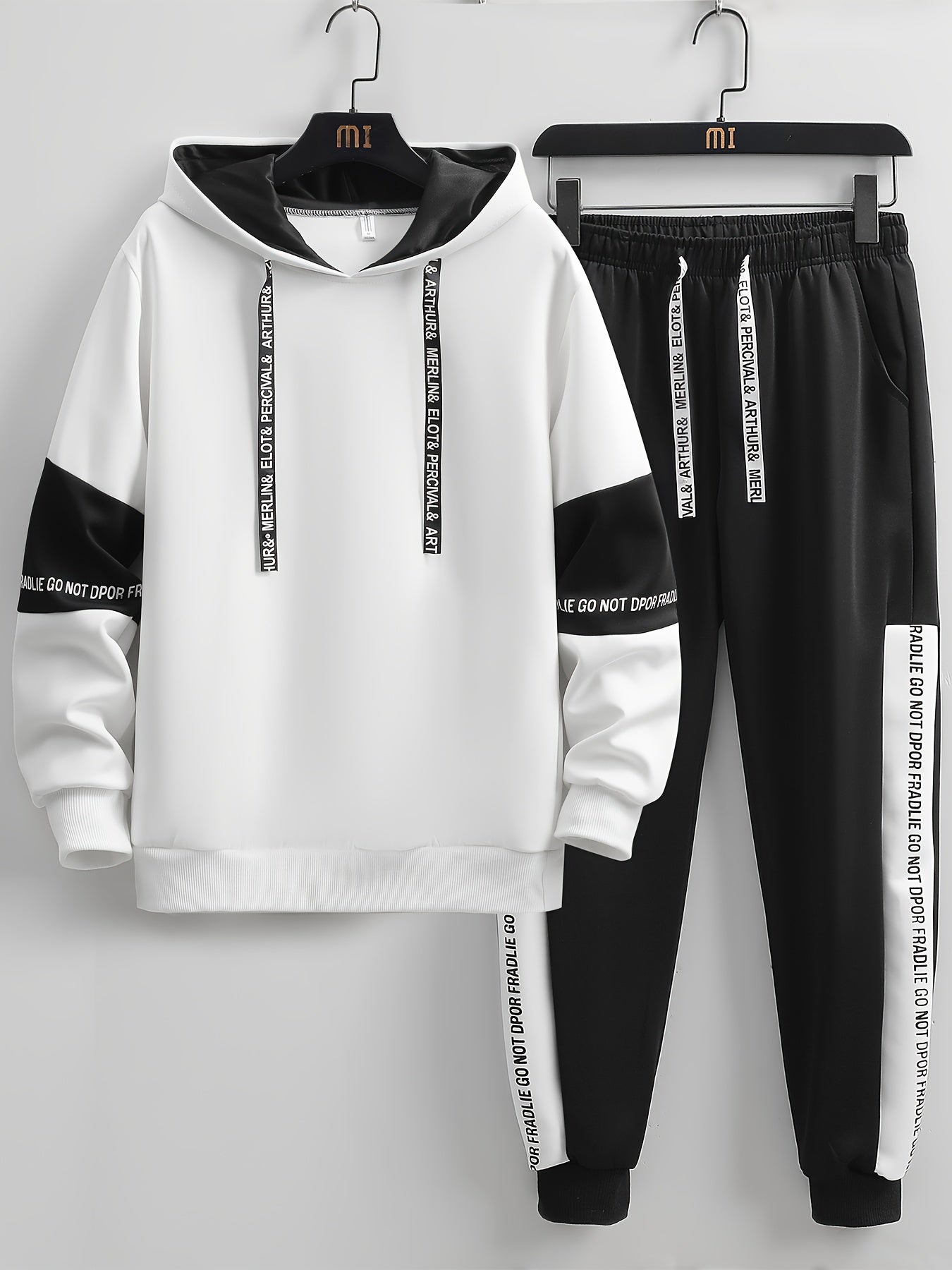 Men's Patchwork Hooded Sweatsuit Polyester Spandex Knit Spring Fall Athletic Set