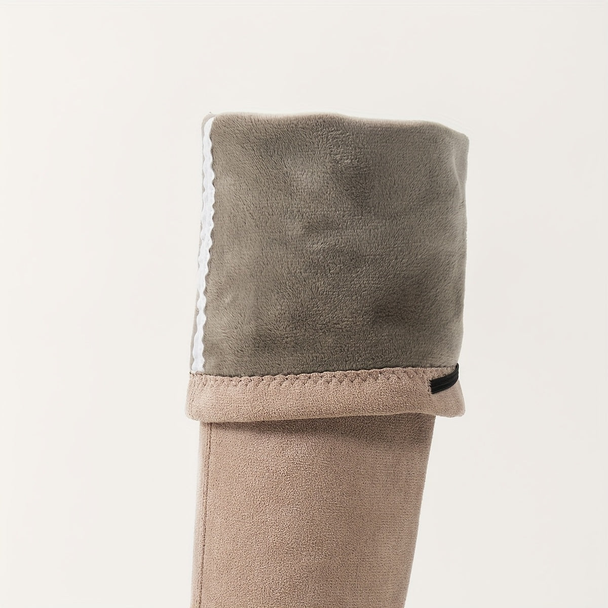 Women's Fleece-Lined Over-the-Knee Boots Khaki Pointed Toe Chunky Heel