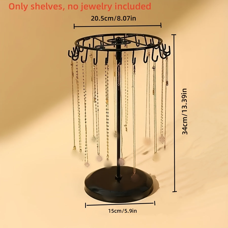 Крутящаяся витрина для украшений для ожерелий, браслетов и серег, черный металл