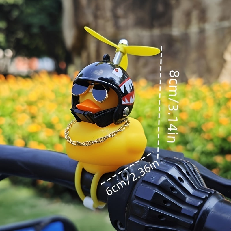 Kids PVC Rubber Duck Helmet Handlebar Toy with Propeller and Glasses