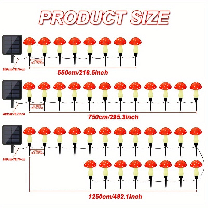 8/12pcs Luces solares de hongo para camino, material ABS, 8 modos de iluminación, sensor infrarrojo, para exteriores, jardín y patio