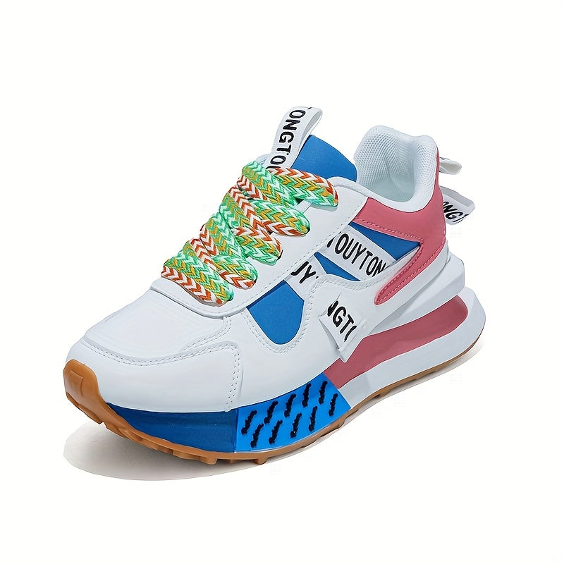 Women's Fashion Sneakers Low Top Lace-Up PU Upper Fabric Lining PVC Sole All-Season