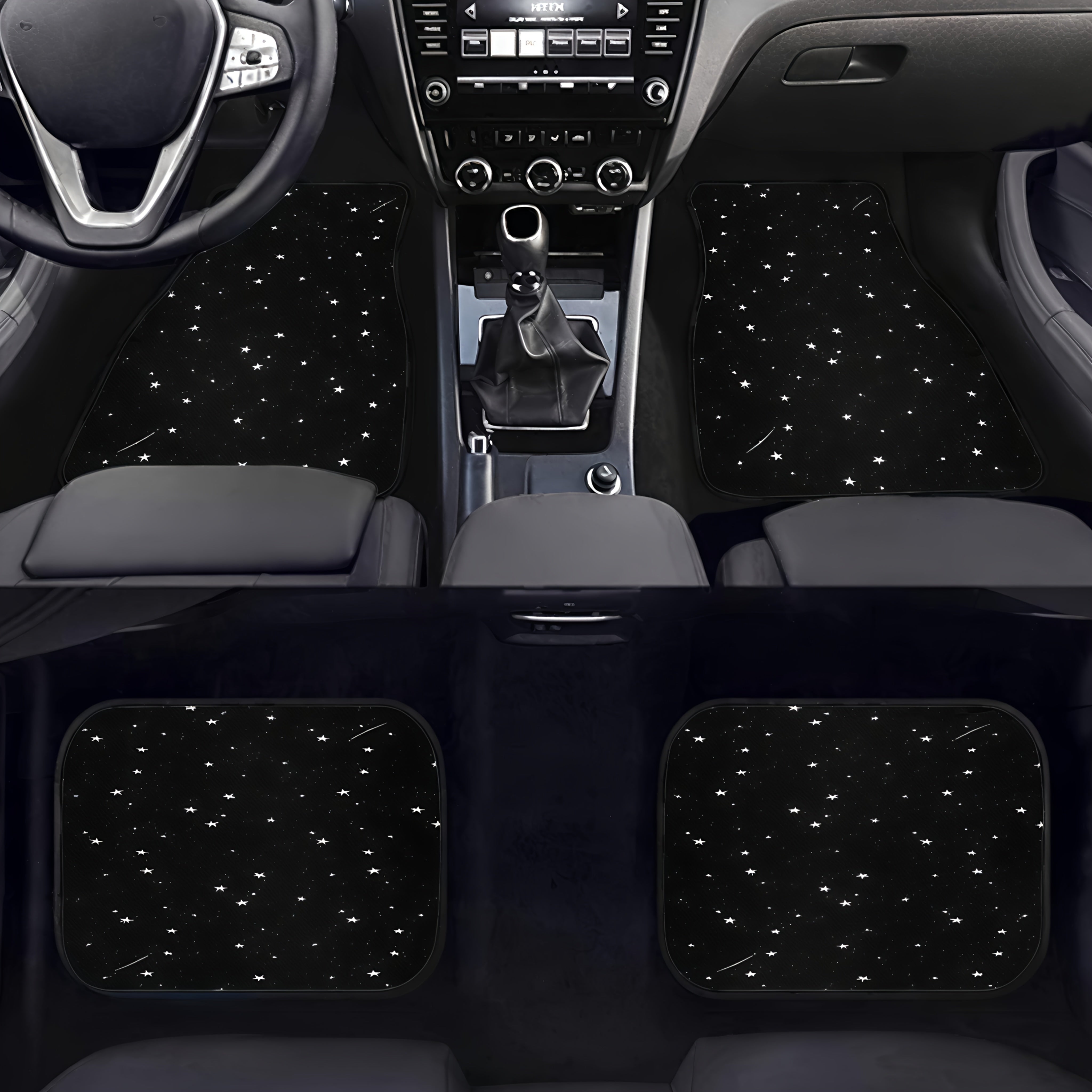 Black Night Starry Pattern Car Floor Mats Set Non-Slip Absorbent for Sedan SUV