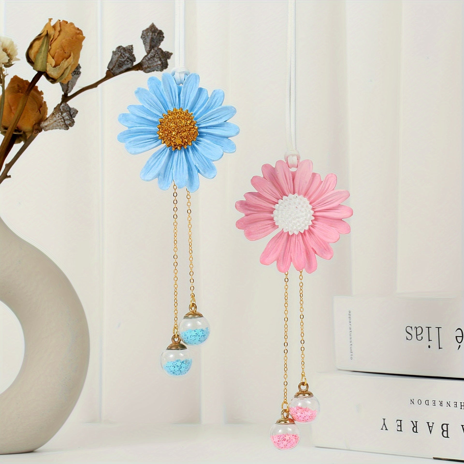 Daisy Car Air Freshener Pendant Yellow Plaster Scented Rearview Mirror Charm