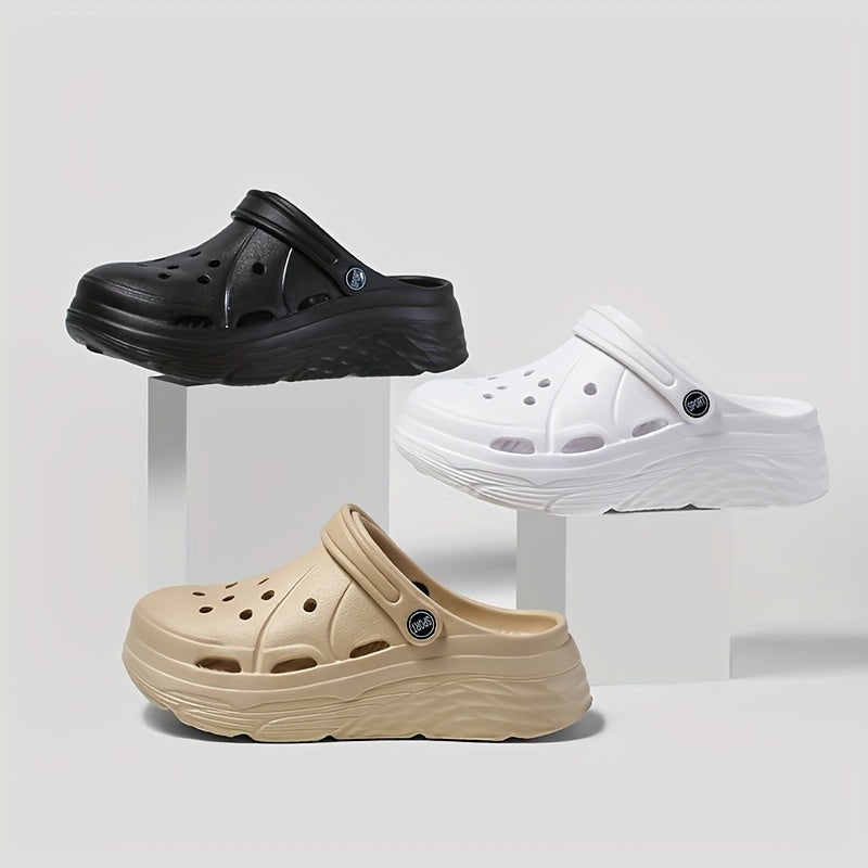 Women's Breathable Platform Clogs Non-Slip Beach Sandals Black White