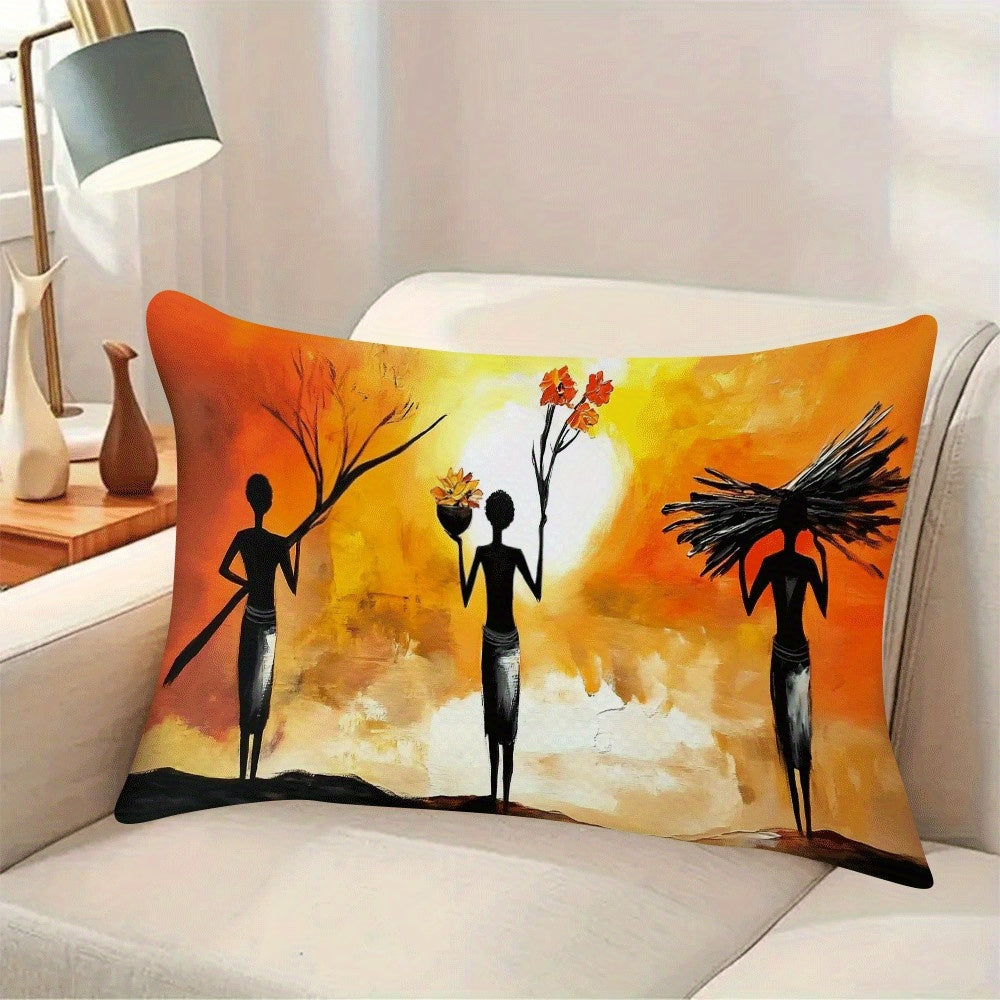 African Women Art Flannel Pillow Covers Set 50.8x30.48 cm Decorative Love Theme Pack
