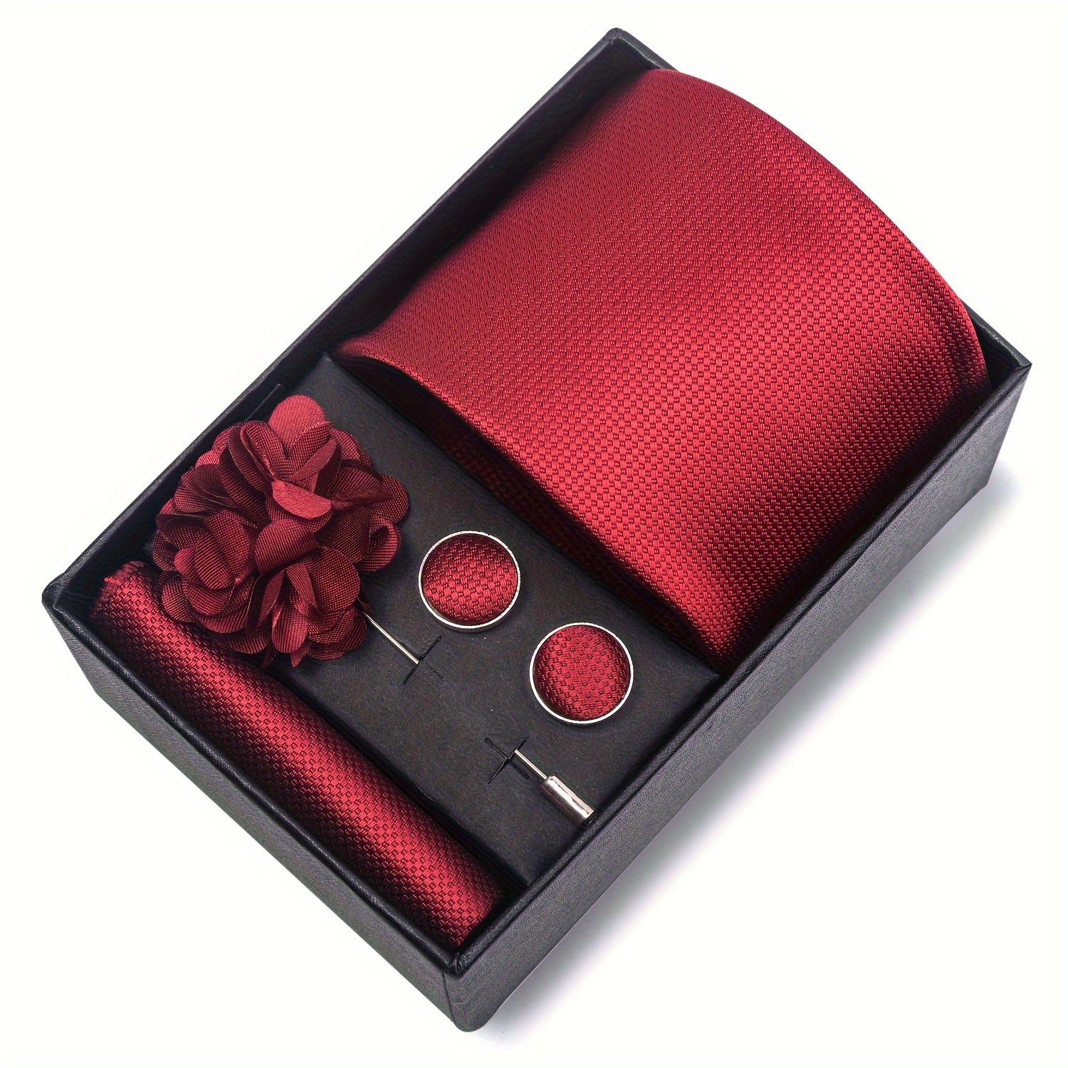 Men's Fashion Tie Set with Striped and Paisley Neckties, Pocket Square, Cufflinks, Lapel Pin in Gift Box for Business and Weddings