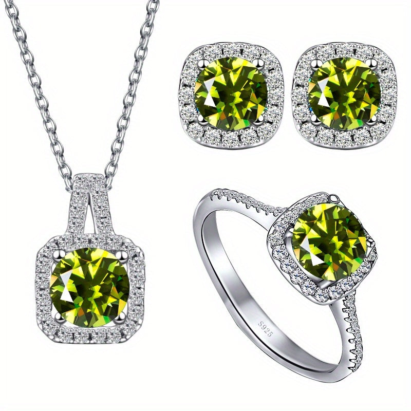 Moissanite Jewelry Set Earrings Necklace Ring 1ct Sterling Silver Gift for Lover