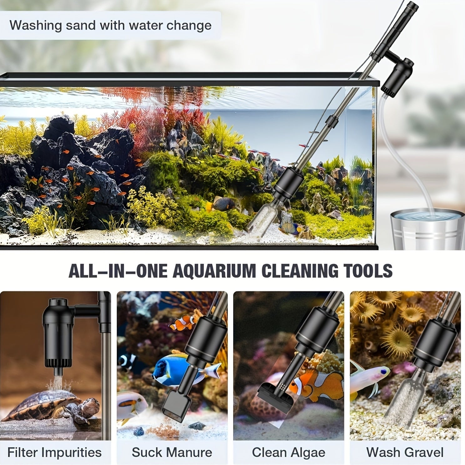 European Standard Aquarium Cleaning Tools Electric Water Changers Pumps Siphons Sand Washers