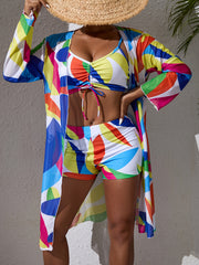 Geometric Color Block Print Bikini Set for Women with Removable Padding