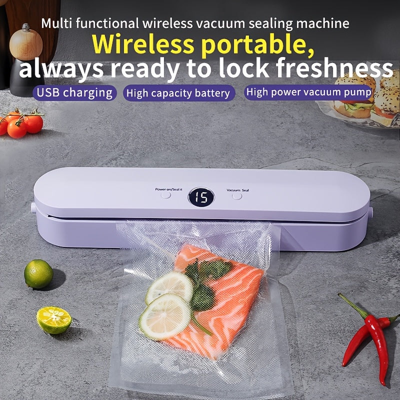 Wireless Vacuum Sealer with High Capacity Battery Power Pump for Food Preservation