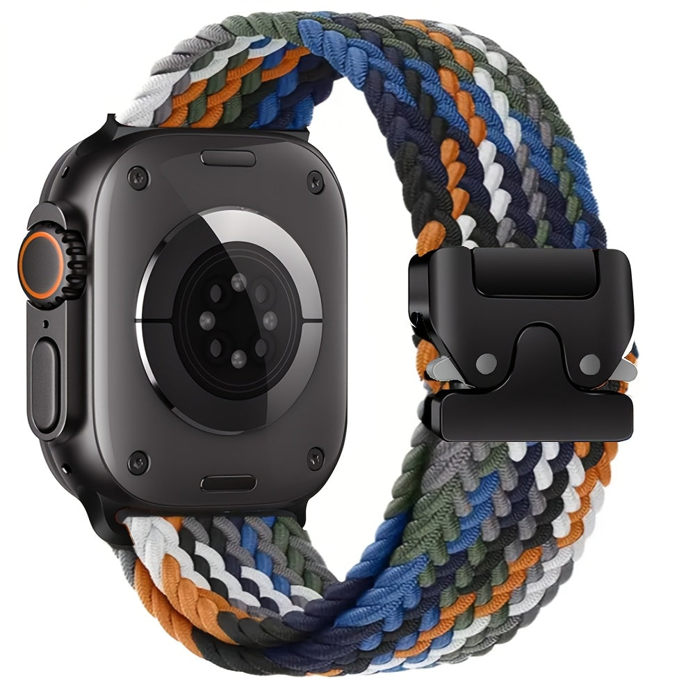 Nylon Braided Sport Wristband for Apple Watch Adjustable Parachute Buckle Compatible with Series 1-10 SE Ultra
