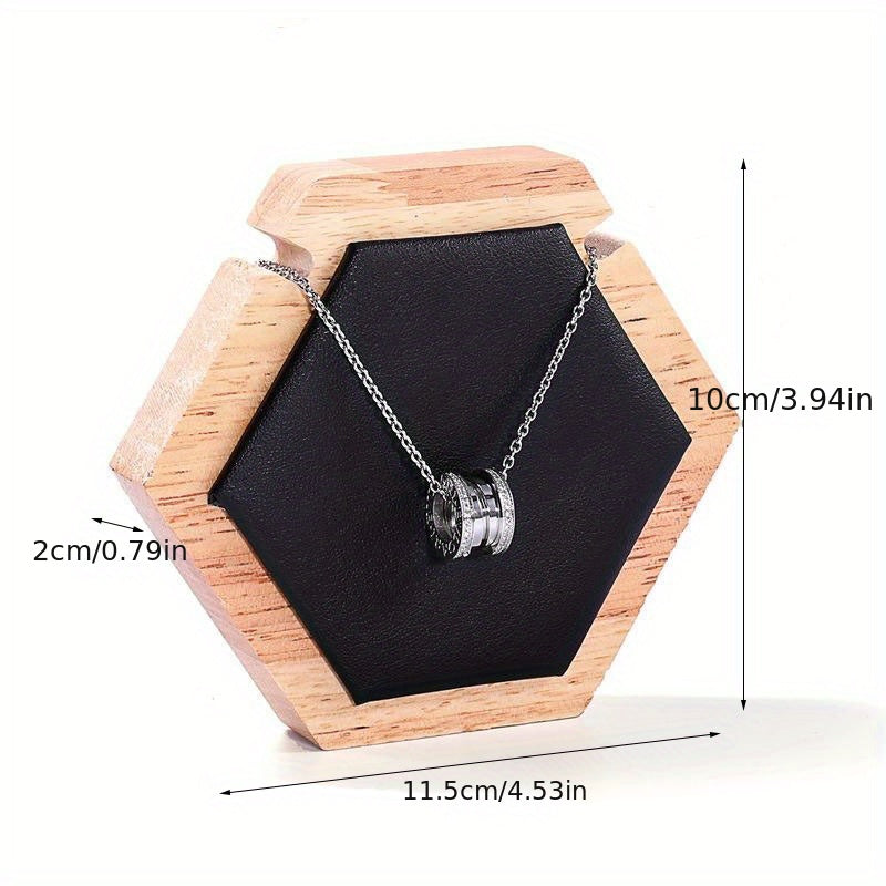 Wooden Jewelry Display Stand for Pendant Necklaces Round Polygonal Shape