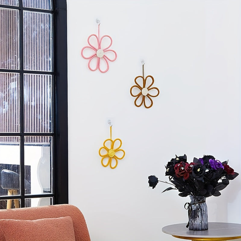 Bohemian Woven Macrame Daisy Wall Decor for Home Office Dorm Room