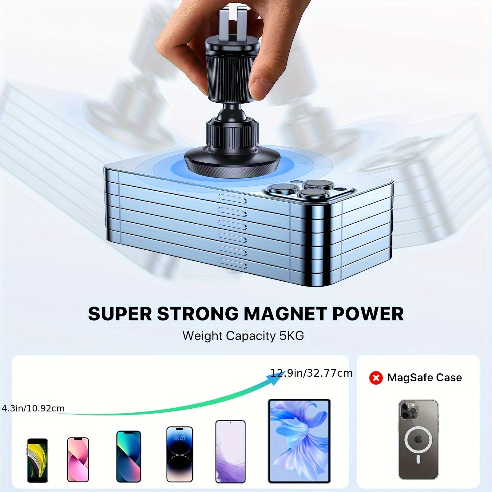 Магнитный автомобильный держатель для вентиляции с двойным крюком, надежный держатель для телефона, вращение на 360°