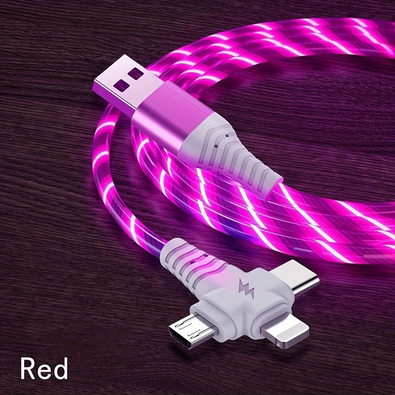 3-in-1 USB Charging Cable for iPhone, Type-C, Micro USB, 10-20W, PVC Material