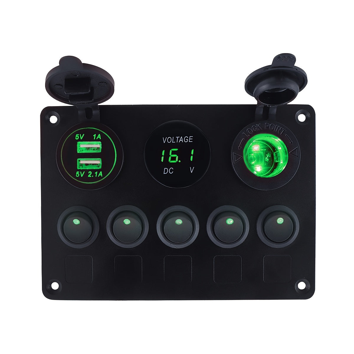 5 Sets Rocker Switch Panels with USB and Volt Meter for RVs Boats Trucks