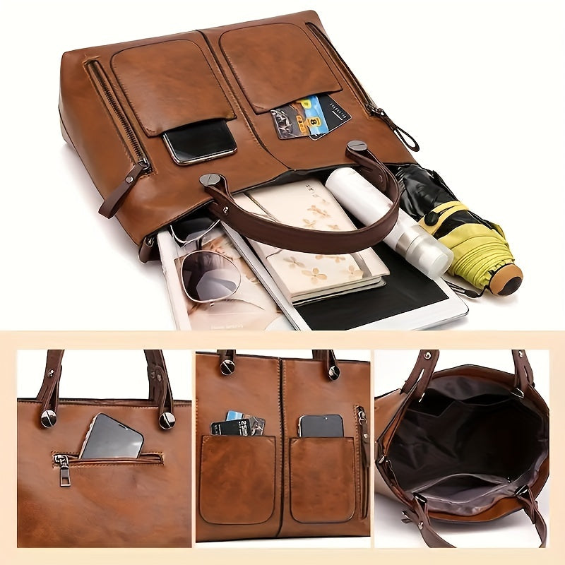 Ayollar uchun kulrang va och jigarrang rangdagi keng vintage uslubidagi xochli sumka, retro dizayni, zipper yopilishi, chetni moylash tugatishi bilan, kundalik foydalanish uchun ideal.