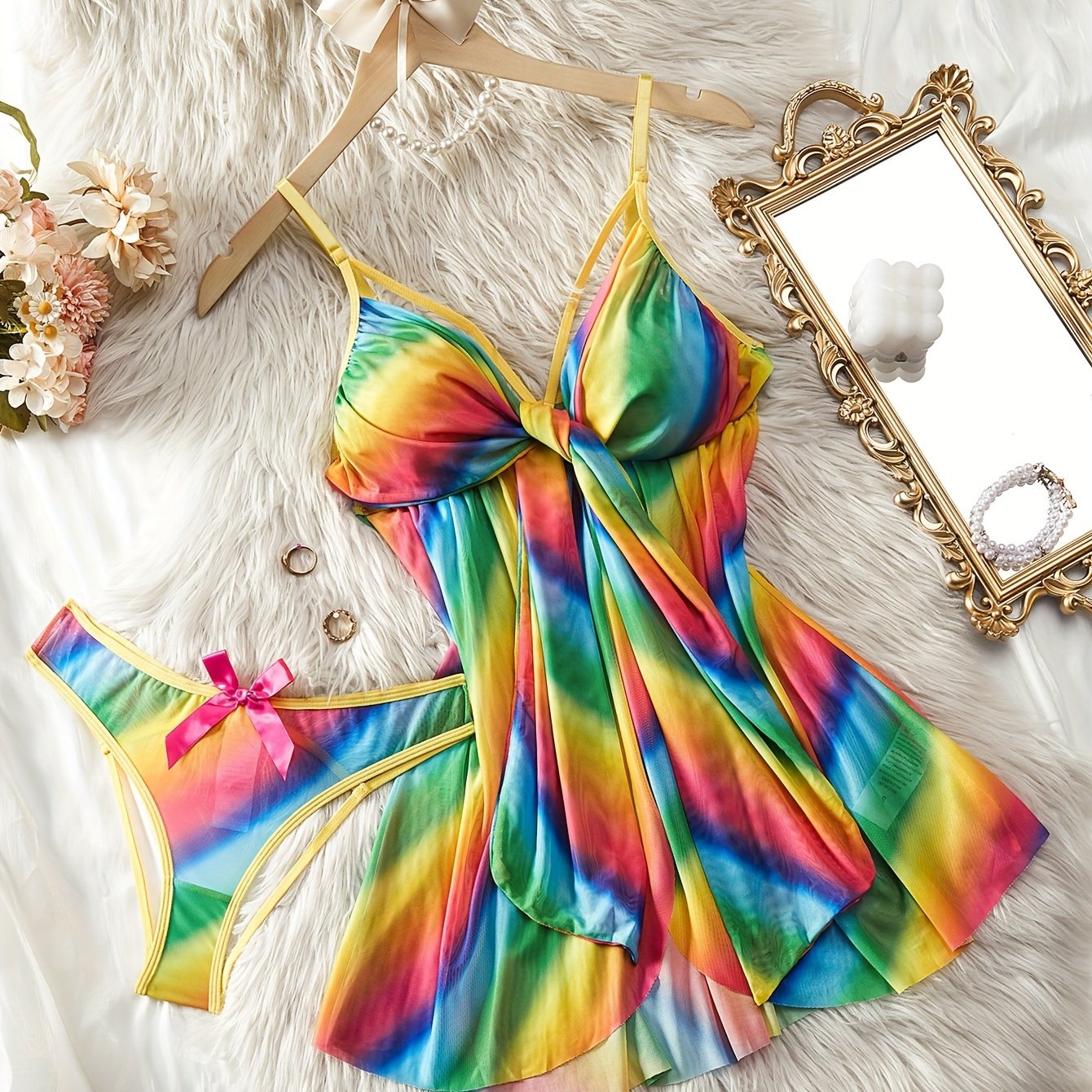 Комплект юбки из радужной сетки для женщин