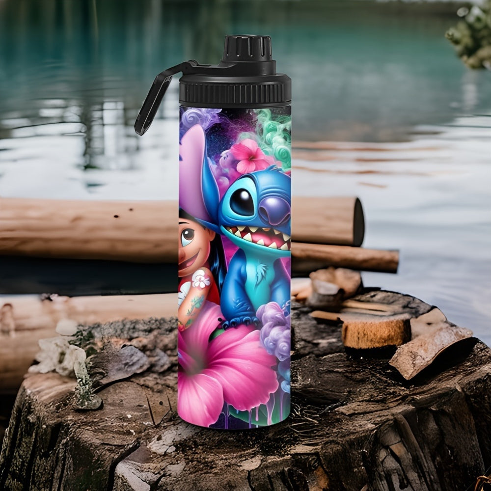 Бутылка для воды из нержавеющей стали 20oz с дизайном Stitch и Lilo, многоразовая, изолированная, герметичная для горячих и холодных напитков