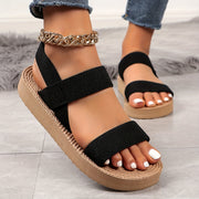 Women's Solid Color Casual Platform Slip-On Sandals for Summer