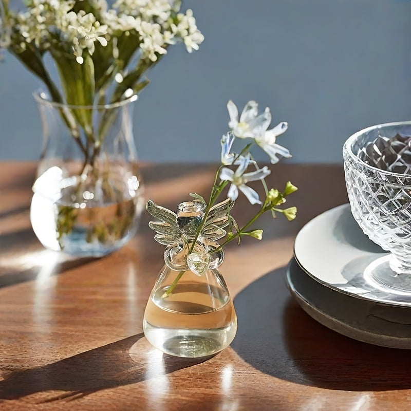 Glass Vase Artistic Angel 5.5cm for Living Room Dining Office Flower Arrangement