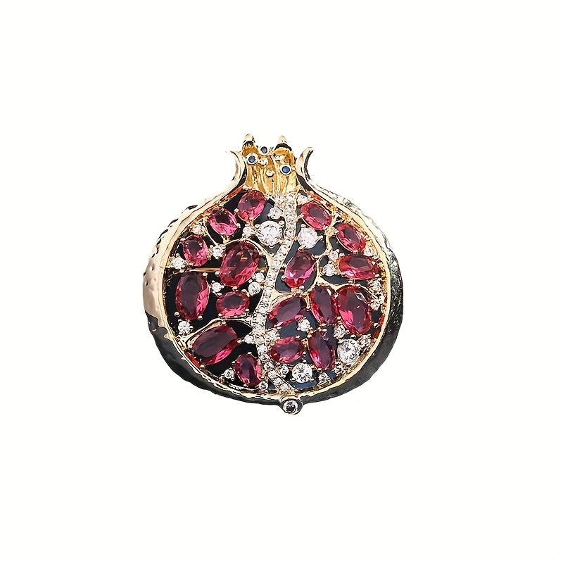 Red Zirconia Pomegranate Brooch for Women Alloy Pin Party Gift
