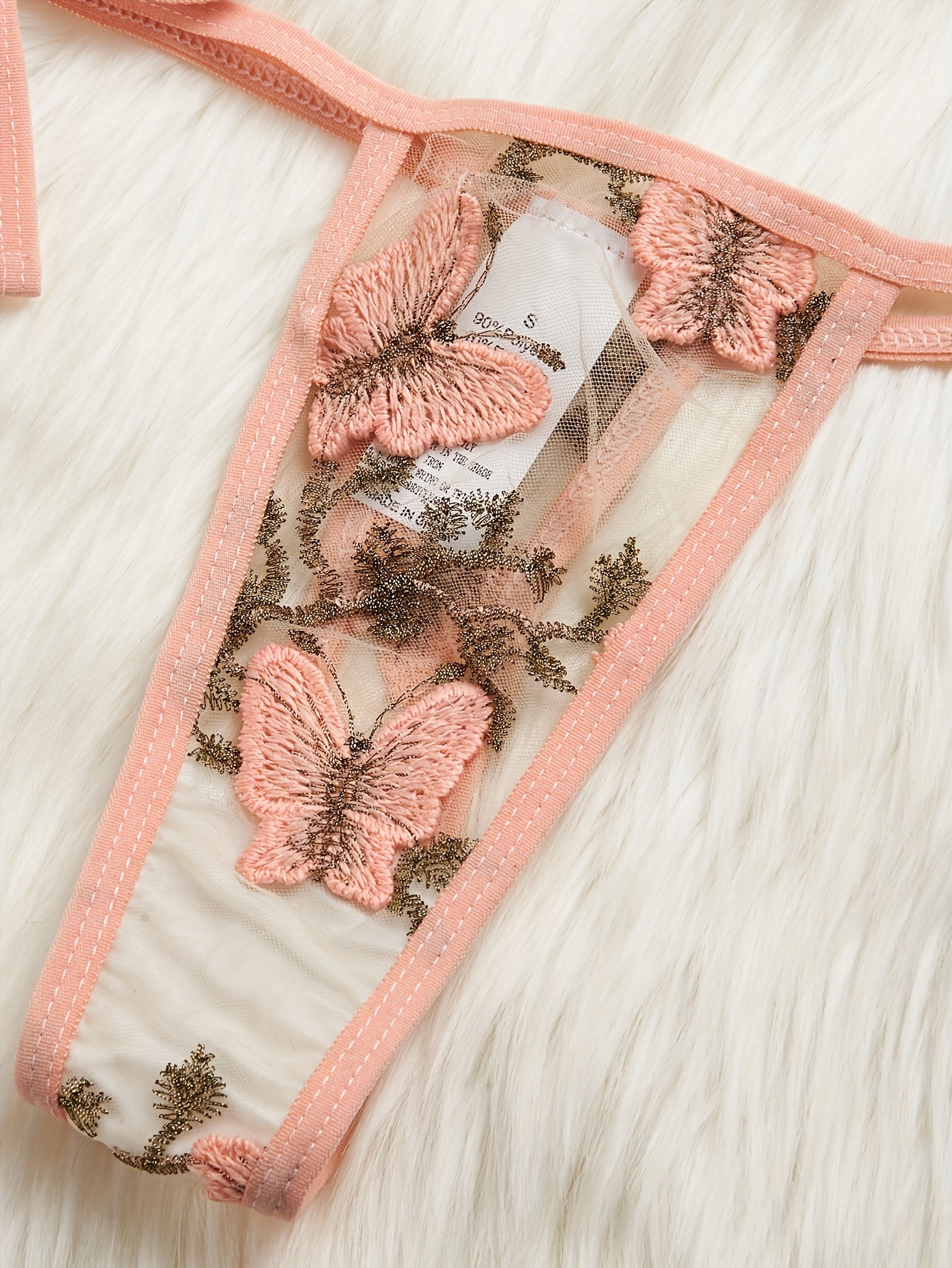 Women's Lace Lingerie Set with Embroidery and Transparent Straps