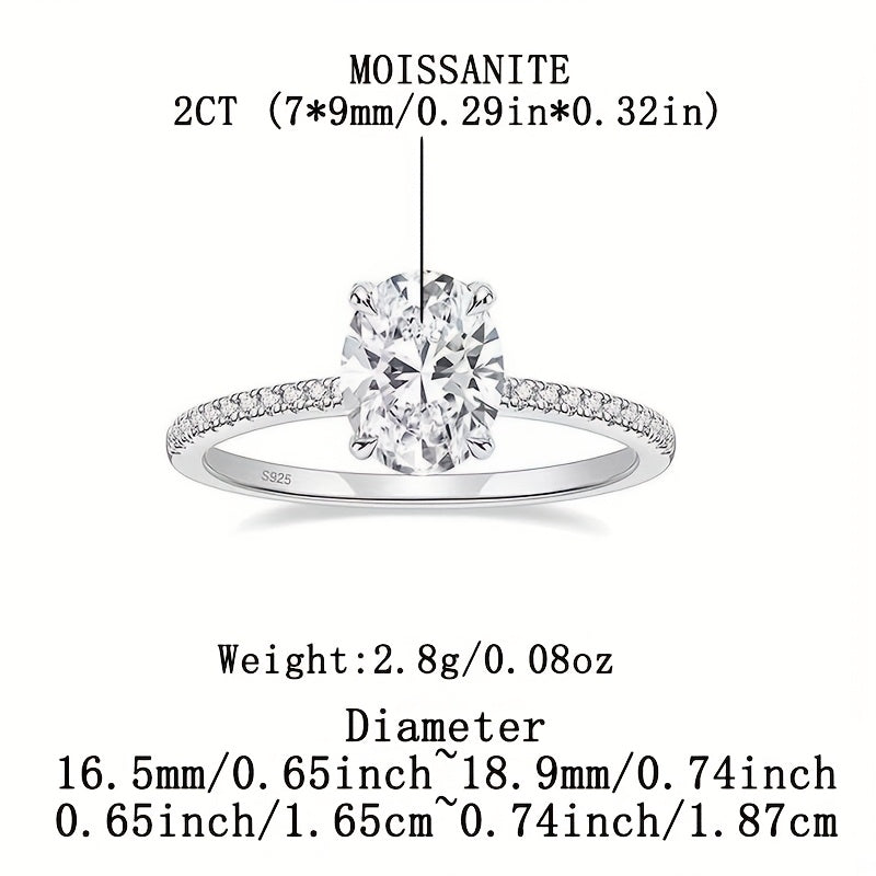 Oval Moissanite Engagement Ring 1ct 2ct S925 Silver Boho Style Wedding Jewelry