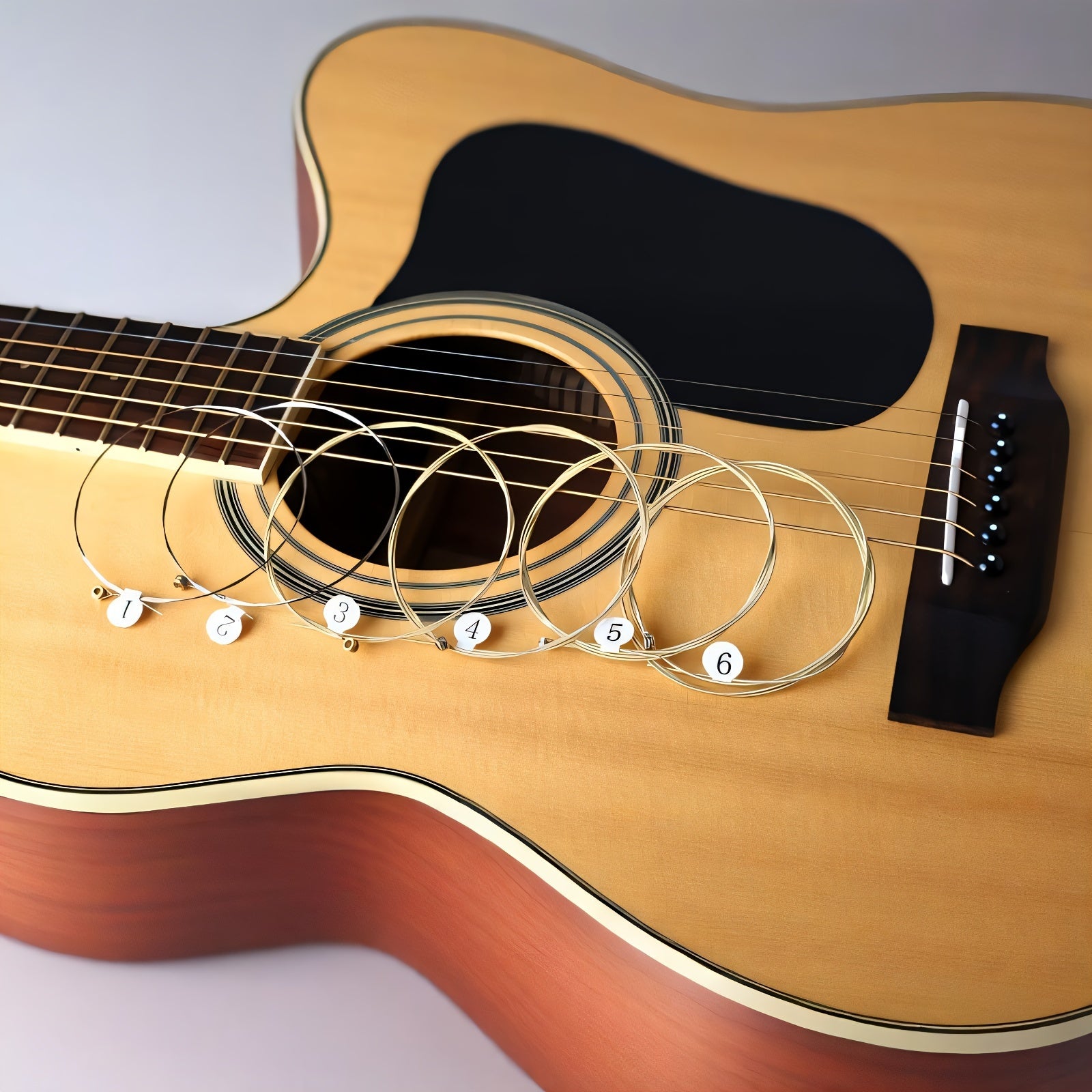 6-Pack Acoustic Guitar Strings Bronze Alloy Wound Hex Steel Core Mixed Colors