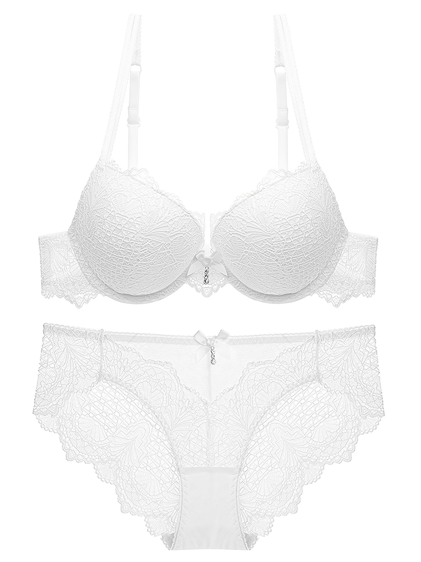 Gul naqshli dantel ichki kiyim to'plami, ayollar uchun jozibali ko'taruvchi dantel brassiy va bog'ichli ichki kiyim.