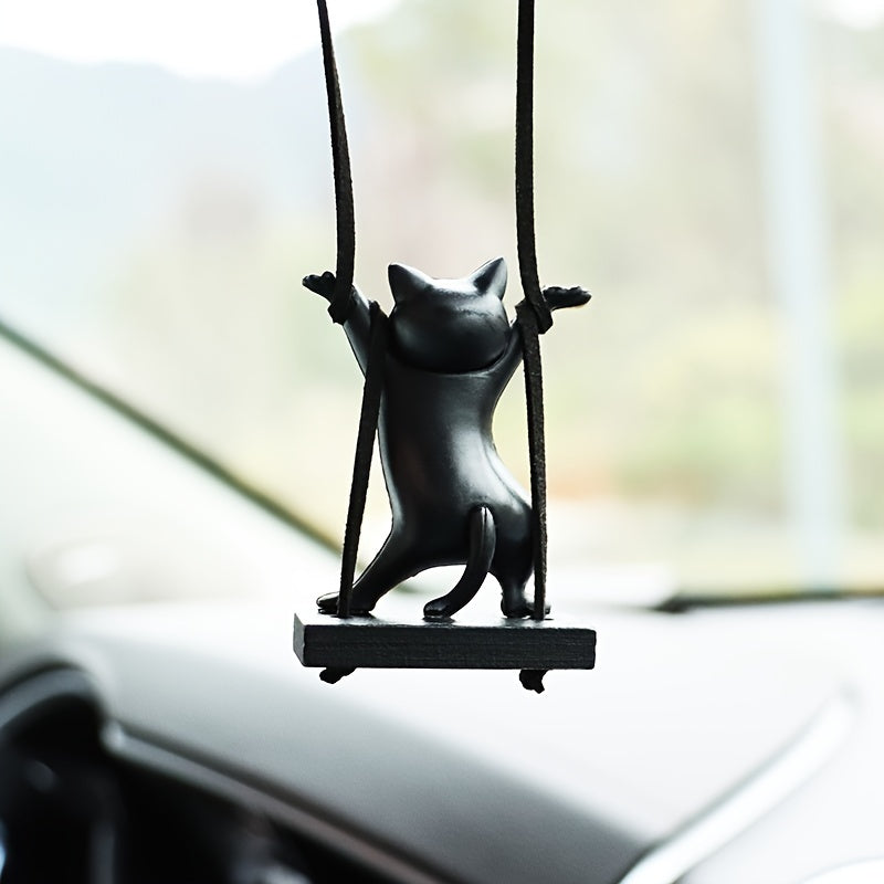 Chiroyli mushuk mashina taqilishi, raqsga tushayotgan mushuk bezaklari, ijodiy orqa ko'rinish oyna bezaklari