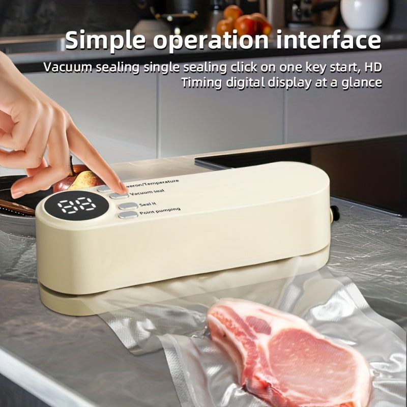 Qayta to'ldiriladigan vakuum yopish uchun LED indikatorli avtomatik oziq-ovqat saqlash qurilmasi, quruq va ho'l oziq-ovqat uchun kompaktdan oshxona asbobi