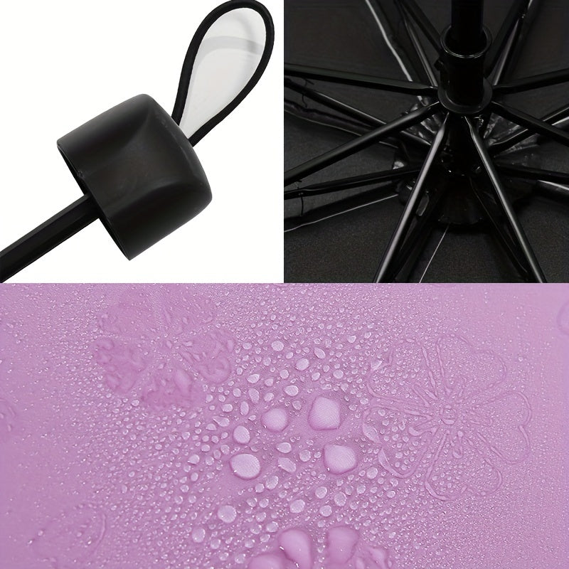 Sombrilla de doble uso con diseño de flor de agua en floración, plegable, varillas de acero