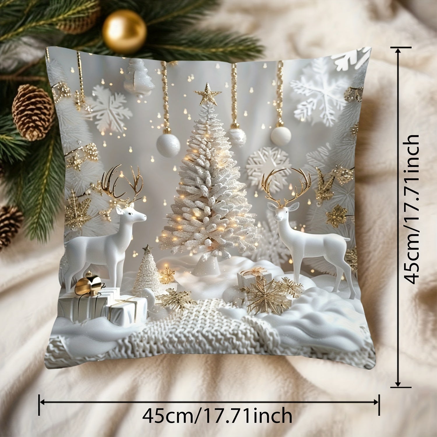 Christmas Snowmen Pillow Cover 44.96cm Square Sofa Living Room Bedroom Decor