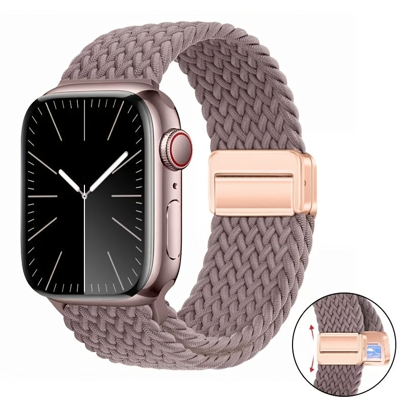 Nylon Watch Strap for Apple iWatch Series 1-9 Magnetic Snap Buckle Loop Compatible with 38mm to 49mm Sizes