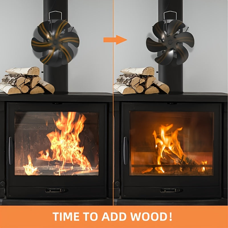 Алюминиевый высокоскоростной вентилятор для печи с 6 лопастями — не требует электричества, идеально подходит для дровяных печей или каминов