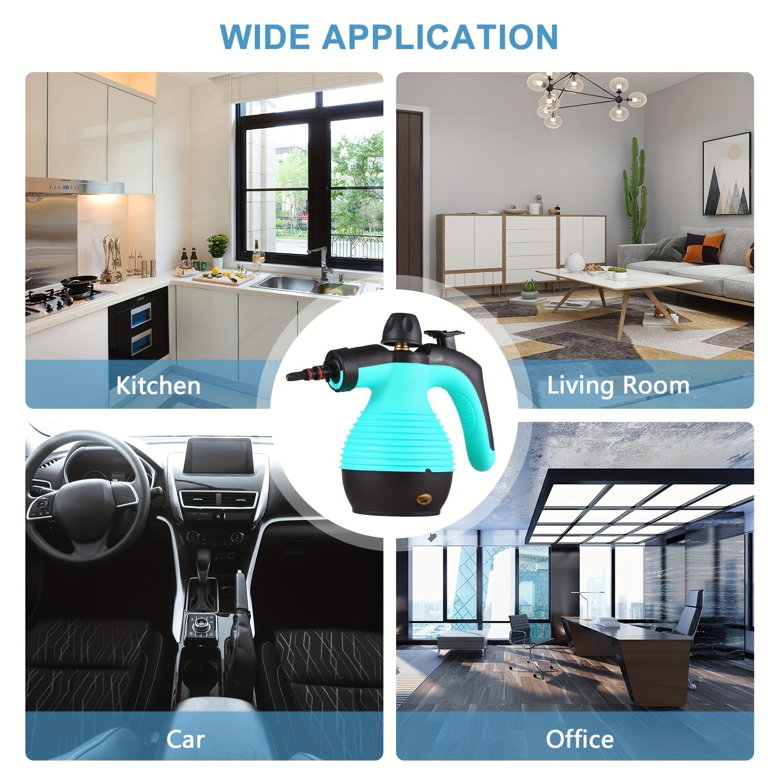 Oshxona jihozlari uchun qo'l bilan ishlatiladigan yuqori haroratli bug' tozalagich - nozul va aksessuarlar, EU ulagichi, 220-240V, 105-130°C, 350ml sig'im.