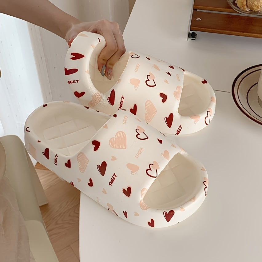 Women Summer Heart Slides Soft EVA Open Toe Non-Slip Sandals