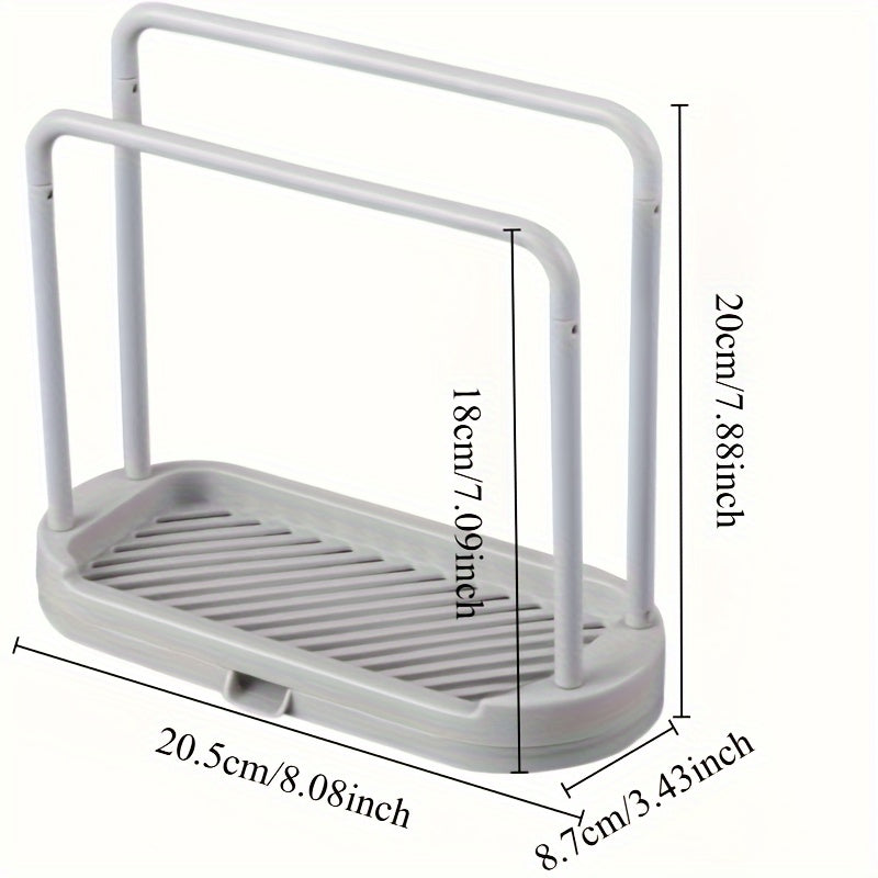 Joyni tejovchi oshxona tashkilotchisi, tez quriydigan gubka va mato ushlagichi, mustahkam plastikdan tayyorlangan. Ish stollarini tartibli va toza saqlash uchun mukammal. Funktsionallik uchun amaliy dizaynni o'z ichiga oladi.