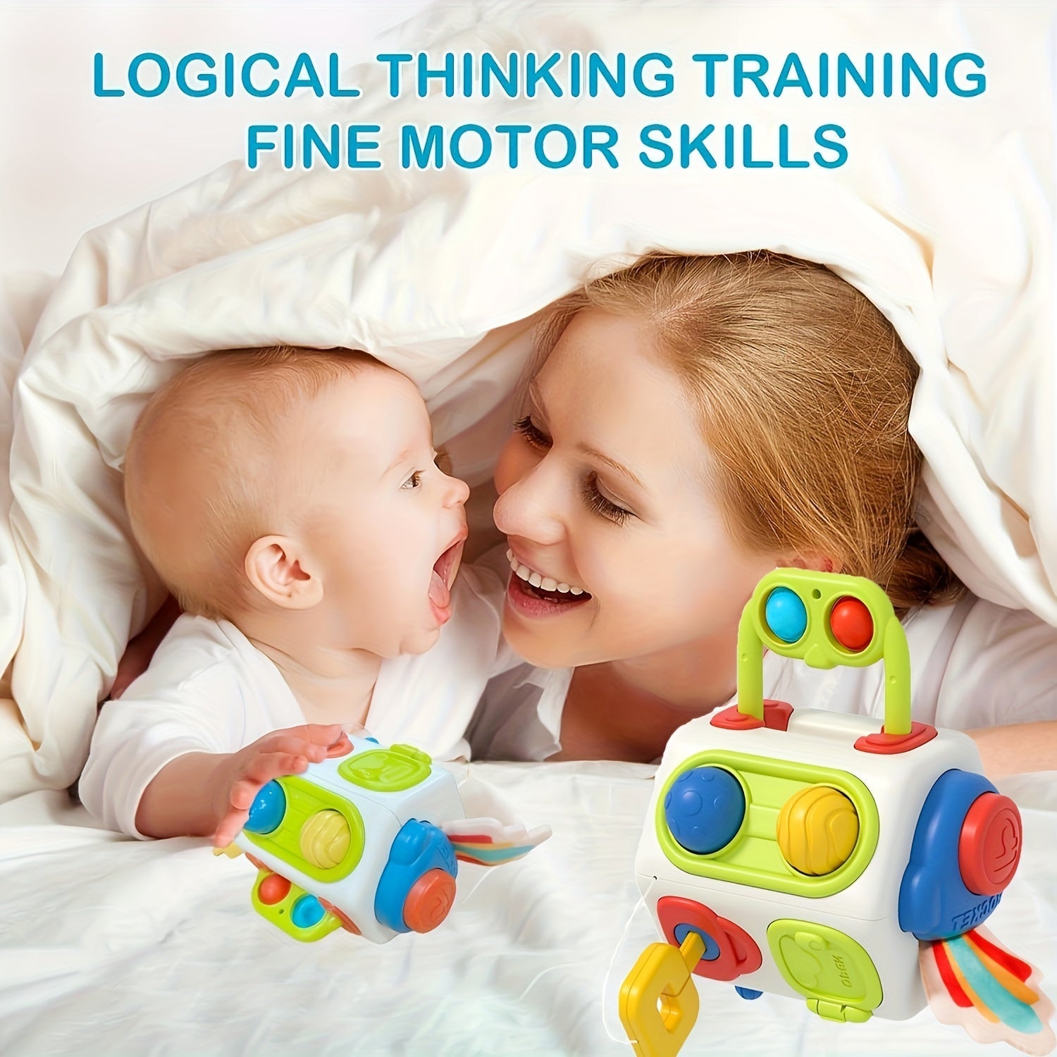 Band to'p kubi sezgi o'yinchoq - Yosh bolalar va kichik bolalar uchun ajoyib, erta o'rganishni va kognitiv rivojlanishni rag'batlantiradi, Halloween, Rojdestvo va maxsus tadbirlar uchun ideal sovg'a, Switch Box va Cube Puzzle bilan mos keladi.