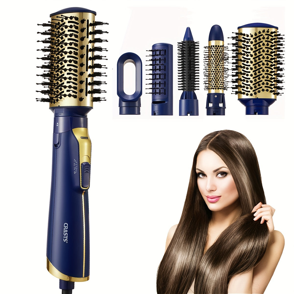 5-in-1 Hot Air Brush for Drying Straightening Curling Hair 1200W European Plug