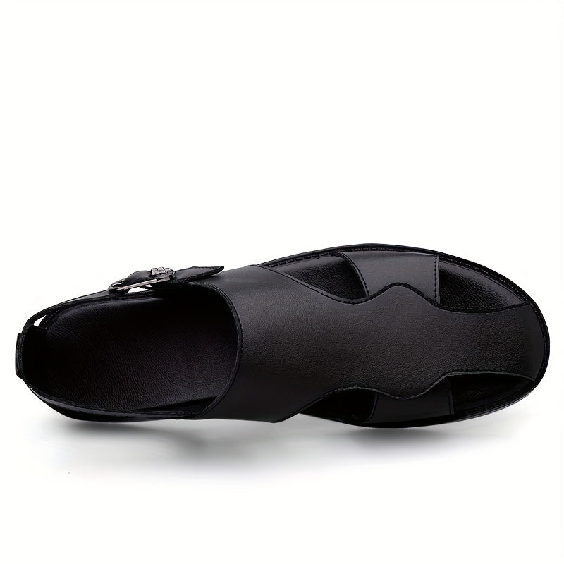 Men's Non-Slip Leather Sandals with Rubber Sole for Summer Casual Wear