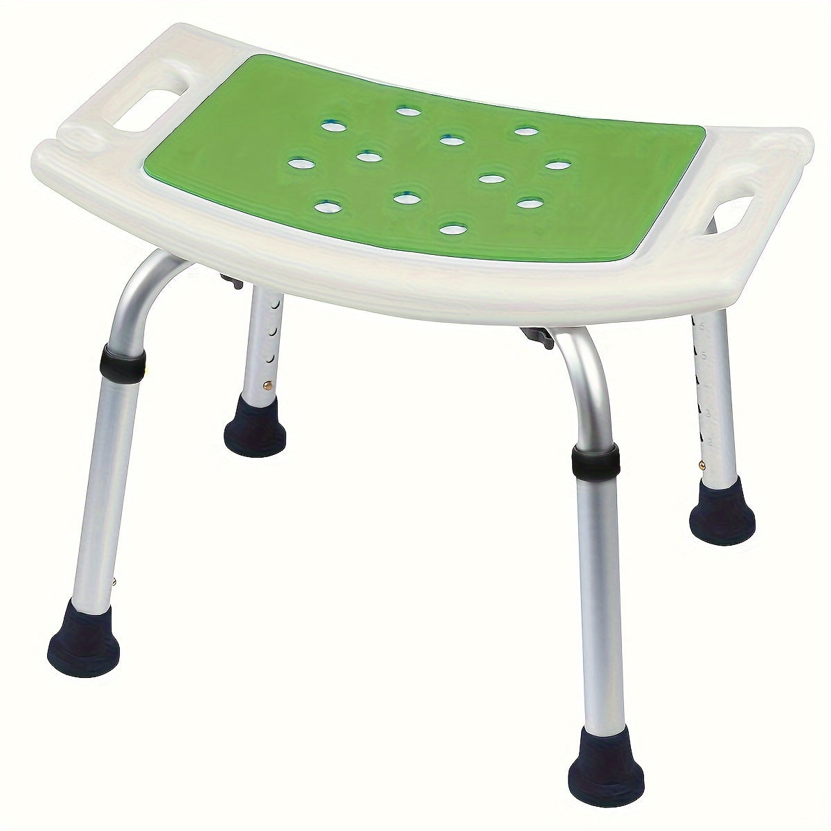 Adjustable Shower Chair for Elderly Disabled Aluminum Seat Non-Slip Feet White