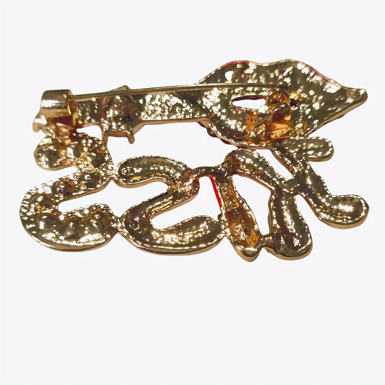 Women’s Alloy and Glass Brooch Red Lip Kiss Pin Irregular Flower Design Jewelry