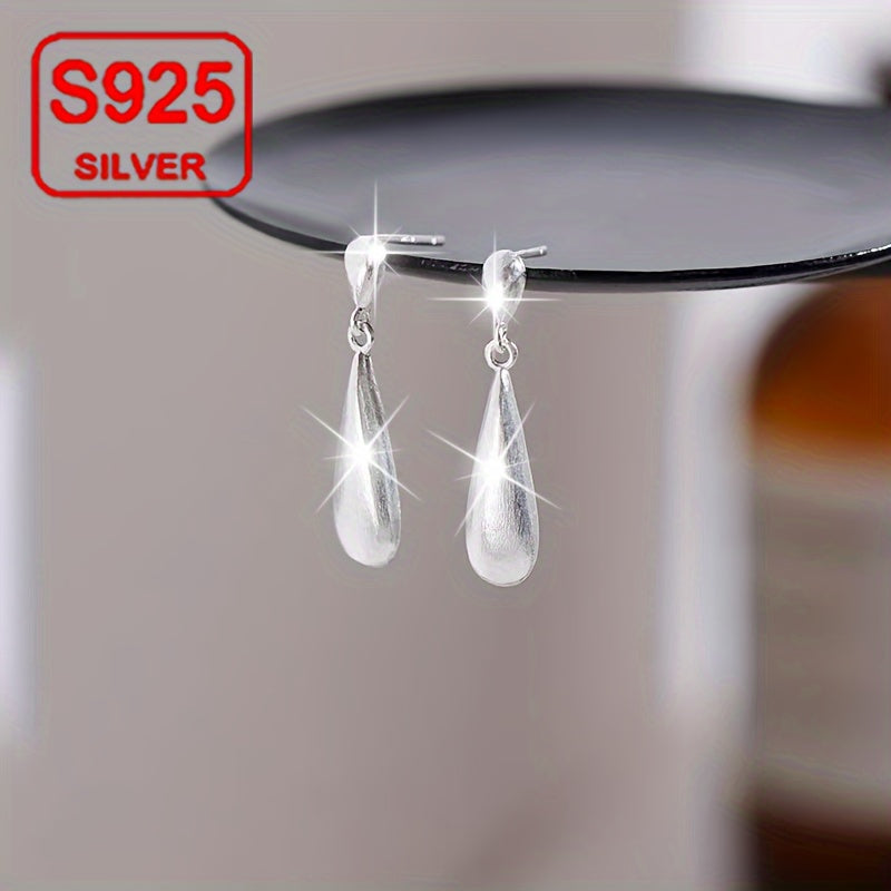 Women's Silver Stud Earrings Geometric Waterdrop Design Hypoallergenic Lightweight Jewelry