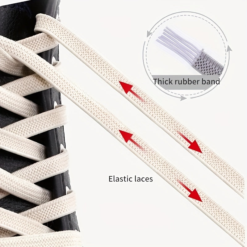 Adult Non-Slip Elastic Shoe Laces, Polyester Spandex, 9 Colors, 100cm